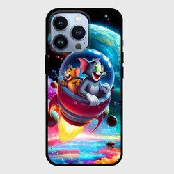 Чехол для iPhone 13 Pro Том и Джерри летят в ракете - нейроарт