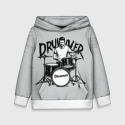 Детская толстовка 3D Барабанщик на сером