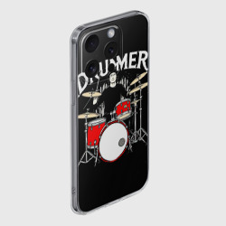 Чехол для iPhone 15 Pro силиконовый с защитой камеры Drummer на черном - фото 2