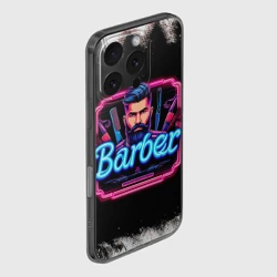 Чехол для iPhone 16 Pro Max силиконовый с защитой камеры Барбер неоновая вывеска - фото 2