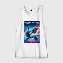 Мужская майка хлопок Space killer whale - ai art fantasy