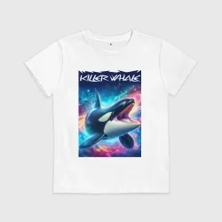 Детская футболка хлопок Space killer whale - ai art fantasy
