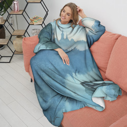 Плед с рукавами Акварельный пейзаж с лодкой - фото 2