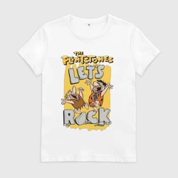 Женская футболка хлопок The Flintstones -  lets rock 