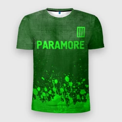 Мужская футболка 3D Slim Paramore - green gradient посередине