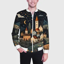 Мужской бомбер 3D Замок и звездное небо - фото 2