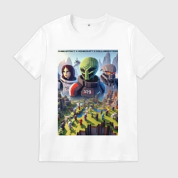 Мужская футболка хлопок Масс Эффект и Майнкрафт - коллаба нейросеть