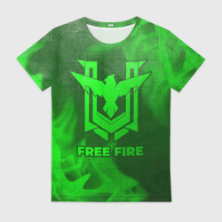 Женская футболка 3D Free Fire - green gradient