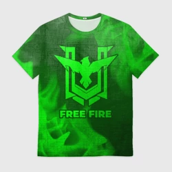 Мужская футболка 3D Free Fire - green gradient