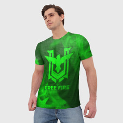Мужская футболка 3D Free Fire - green gradient - фото 2