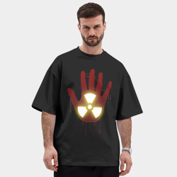 Мужская футболка Oversize хлопок premium Radioactive bloody hand  - фото 2