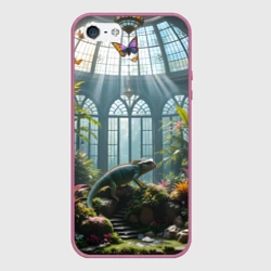 Чехол для iPhone 5/5S матовый Ящерица в ботаническом саду