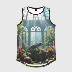 Мужская спортивная майка 3D Ящерица в ботаническом саду