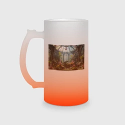 Кружка пивная матовое стекло Ящерица в ботаническом саду