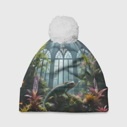 Шапка 3D c помпоном Ящерица в ботаническом саду