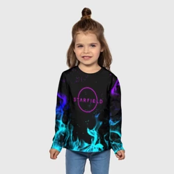 Детский лонгслив 3D Starfield неоновый огонь - фото 2