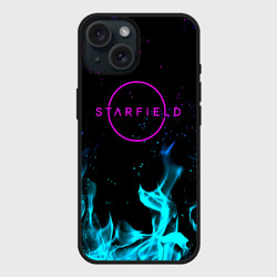 Чехол силиконовый для Apple iPhone 15 матовый Starfield неоновый огонь