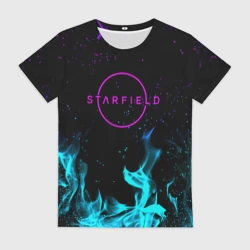 Женская футболка 3D Starfield неоновый огонь