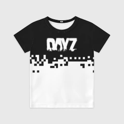 Детская футболка 3D Dayz черно белые пиксели