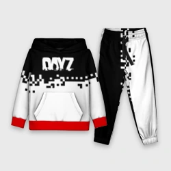 Детский костюм с толстовкой 3D Dayz черно белые пиксели