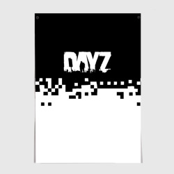 Постер Dayz черно белые пиксели