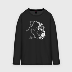 Мужской лонгслив oversize хлопок Кане-корсо морда