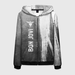 Мужская толстовка 3D на молнии Bon Jovi - grey gradient по-вертикали