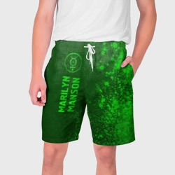Мужские шорты 3D Marilyn Manson - green gradient по-вертикали