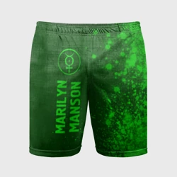 Мужские шорты спортивные Marilyn Manson - green gradient по-вертикали