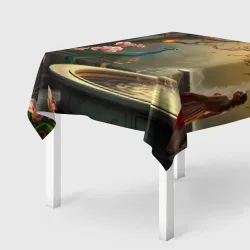 Скатерть 3D Павлин у фонтана