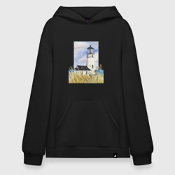 Худи SuperOversize хлопок Маяк на берегу моря в поле