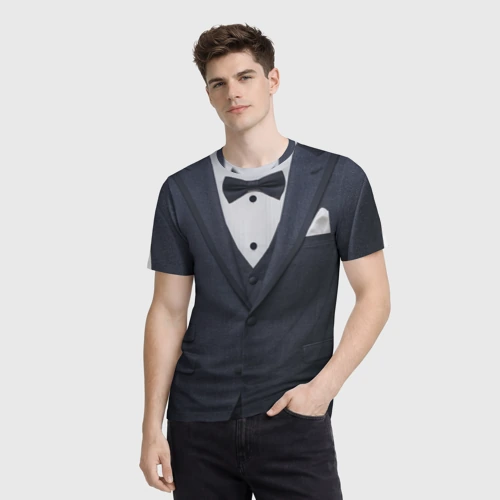 Мужская футболка 3D с принтом Пиджак для жениха, фото на моделе #1