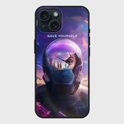 Чехол силиконовый для Apple iPhone 15 матовый Save yourself - Черное зеркало