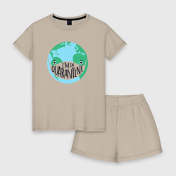 Женская пижама с шортиками хлопок Я на карантине