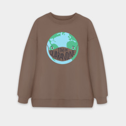 Женский свитшот oversize без начеса хлопок Я на карантине