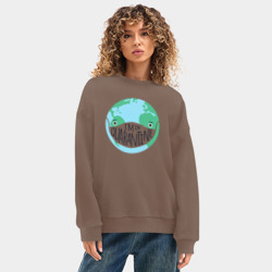 Женский свитшот oversize без начеса хлопок Я на карантине - фото 2