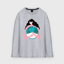 Мужской лонгслив oversize хлопок Спасти планету от вируса