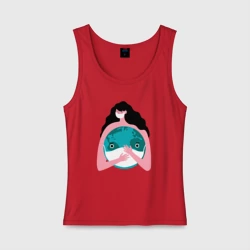 Женская майка хлопок Спасти планету от вируса