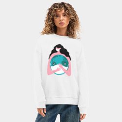 Женский свитшот oversize без начеса хлопок Спасти планету от вируса - фото 2