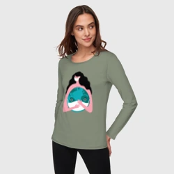 Женский лонгслив хлопок Спасти планету от вируса - фото 2