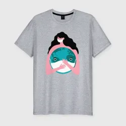 Мужская футболка хлопок Slim Спасти планету от вируса