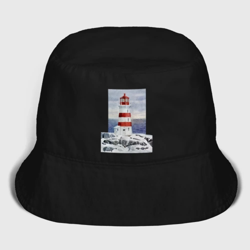 Мужская панама хлопок Маяк на берегу моря на скале