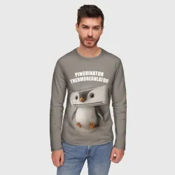 Мужской лонгслив 3D Пингвинатор Терморегулатор - brainrot animals meme - фото 2