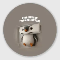 Круглый коврик для мышки Пингвинатор Терморегулатор - brainrot animals meme
