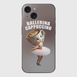Чехол для iPhone 15 силиконовый с защитой камеры Балерино капучино - brainrot animals meme
