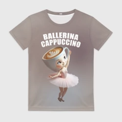 Женская футболка 3D Балерино капучино - brainrot animals meme