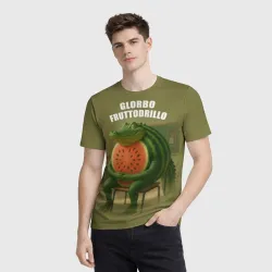 Мужская футболка 3D Glorbo Fruttodrillo - brainrot animals meme - фото 2