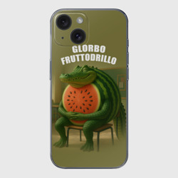 Чехол для iPhone 15 силиконовый с защитой камеры Glorbo Fruttodrillo - brainrot animals meme