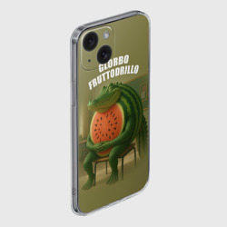 Чехол для iPhone 15 силиконовый с защитой камеры Glorbo Fruttodrillo - brainrot animals meme - фото 2