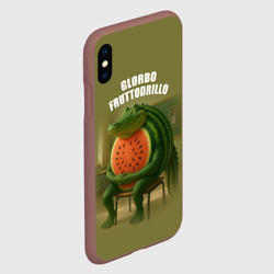 Чехол для iPhone XS Max матовый Glorbo Fruttodrillo - brainrot animals meme - фото 2